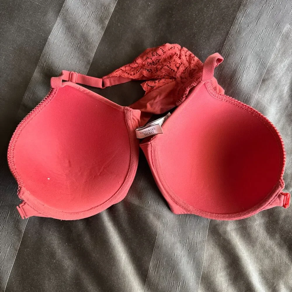 VICTORIA'S SECRET Coral Body By Victoria Racerback Perfect Shape Bra Size 38D